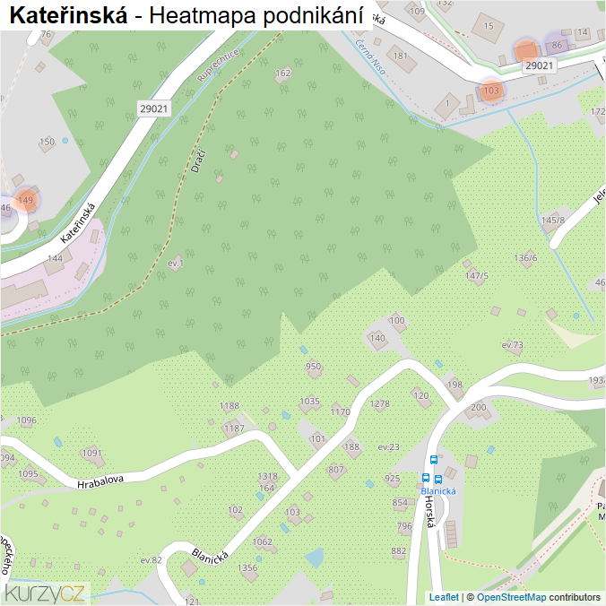 Mapa Kateřinská - Firmy v ulici.
