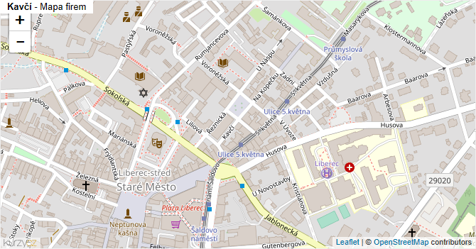 Kavčí - mapa firem