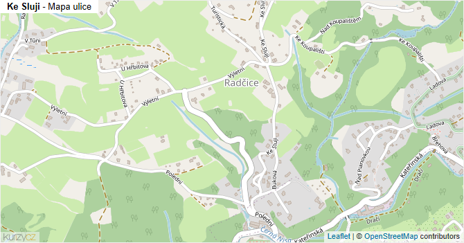 Ke Sluji - mapa ulice