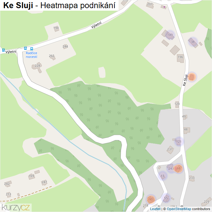 Mapa Ke Sluji - Firmy v ulici.