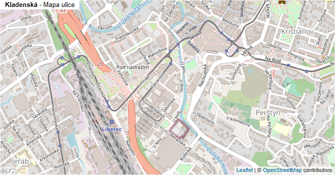 Kladenská - mapa ulice