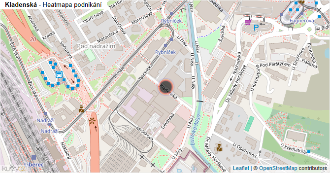 Kladenská - mapa podnikání