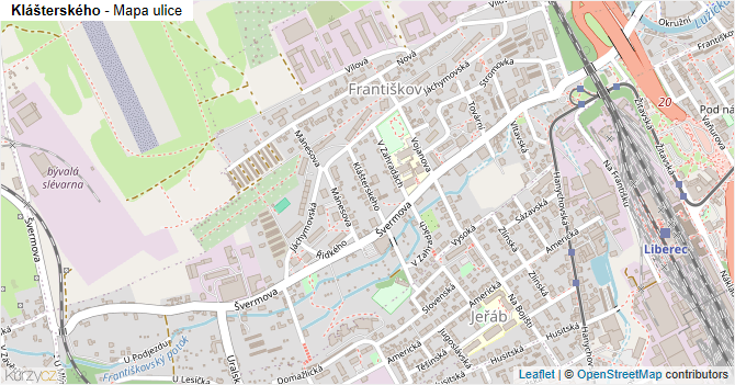 Klášterského - mapa ulice