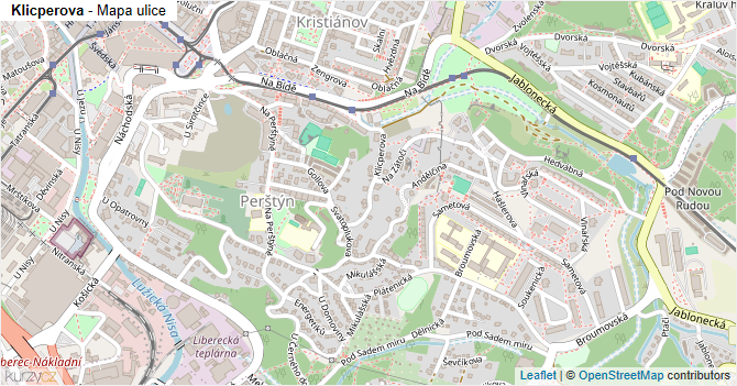 Klicperova - mapa ulice