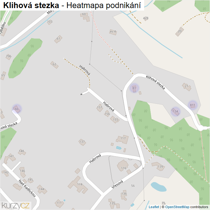 Mapa Klihová stezka - Firmy v ulici.