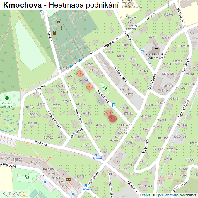 Mapa Kmochova - Firmy v ulici.