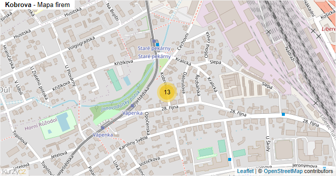 Kobrova - mapa firem
