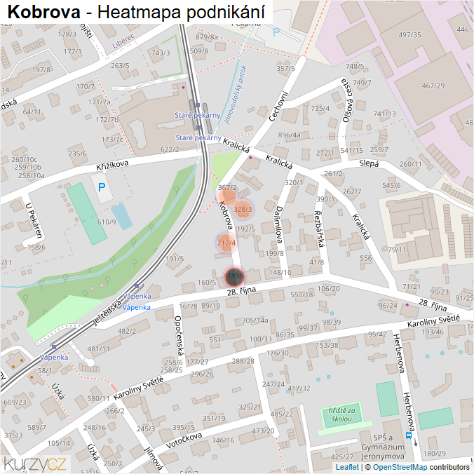 Mapa Kobrova - Firmy v ulici.