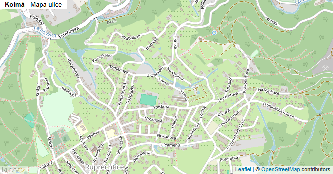 Kolmá - mapa ulice