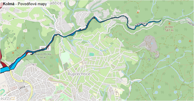 Kolmá - záplavové mapy stoleté vody