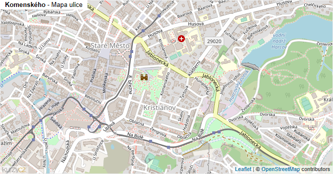 Komenského - mapa ulice