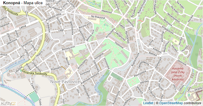 Konopná - mapa ulice