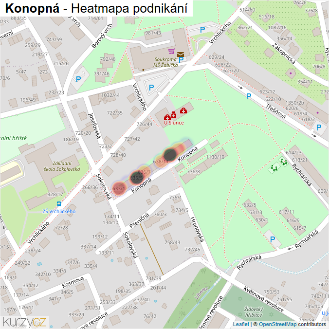 Mapa Konopná - Firmy v ulici.