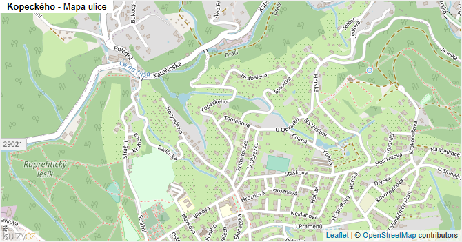 Kopeckého - mapa ulice