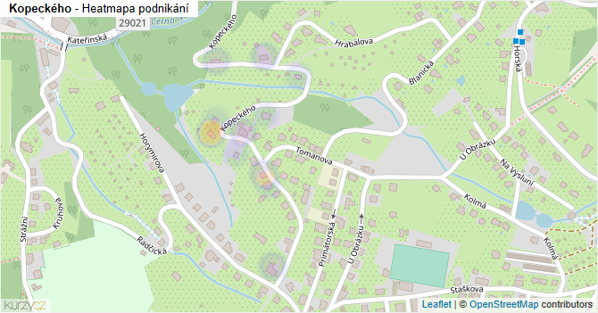 Kopeckého - mapa podnikání
