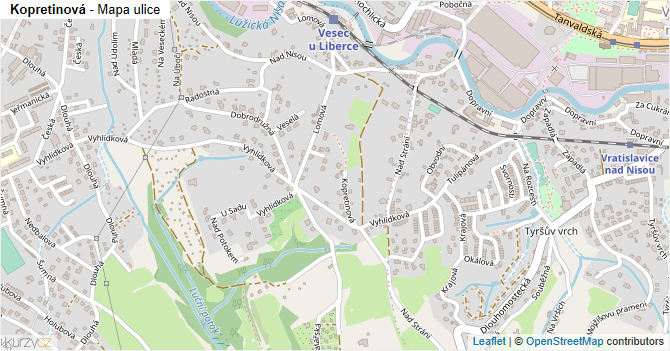 Kopretinová - mapa ulice
