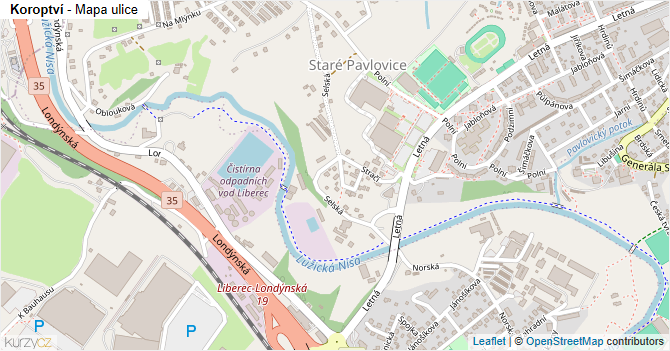 Koroptví - mapa ulice