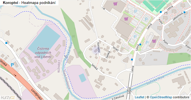 Koroptví - mapa podnikání