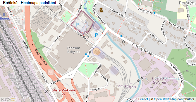 Košická - mapa podnikání