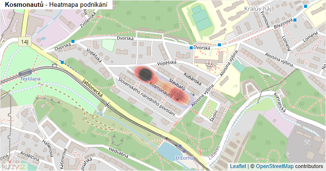Kosmonautů - mapa podnikání
