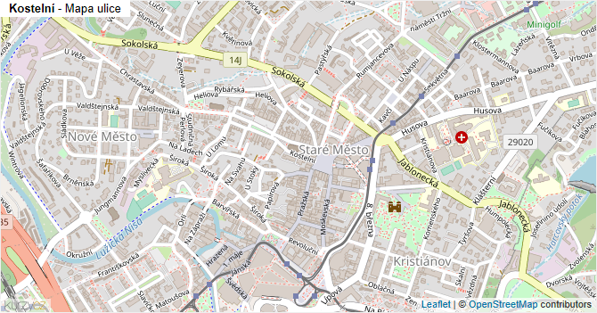 Kostelní - mapa ulice