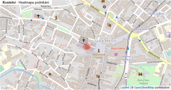 Kostelní - mapa podnikání