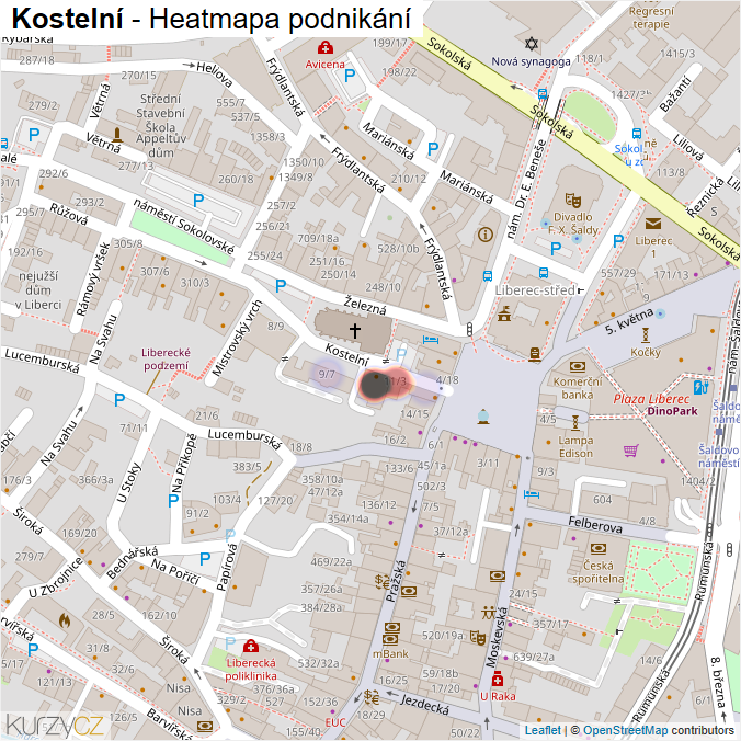 Mapa Kostelní - Firmy v ulici.