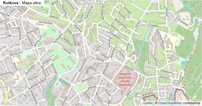Kotkova - mapa ulice