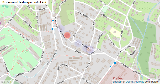 Kotkova - mapa podnikání