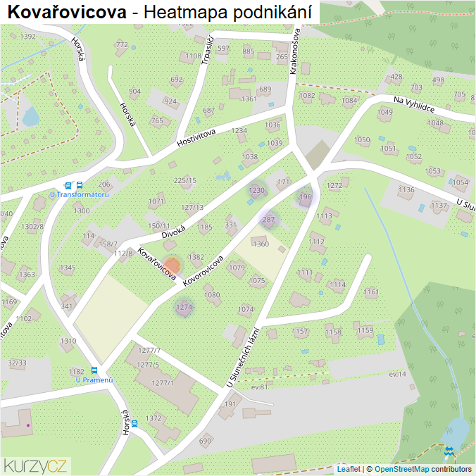 Mapa Kovařovicova - Firmy v ulici.