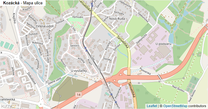Kozácká - mapa ulice