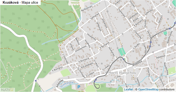 Kozáková - mapa ulice