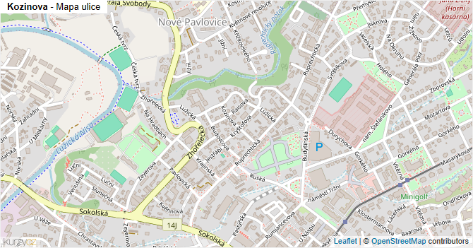 Kozinova - mapa ulice