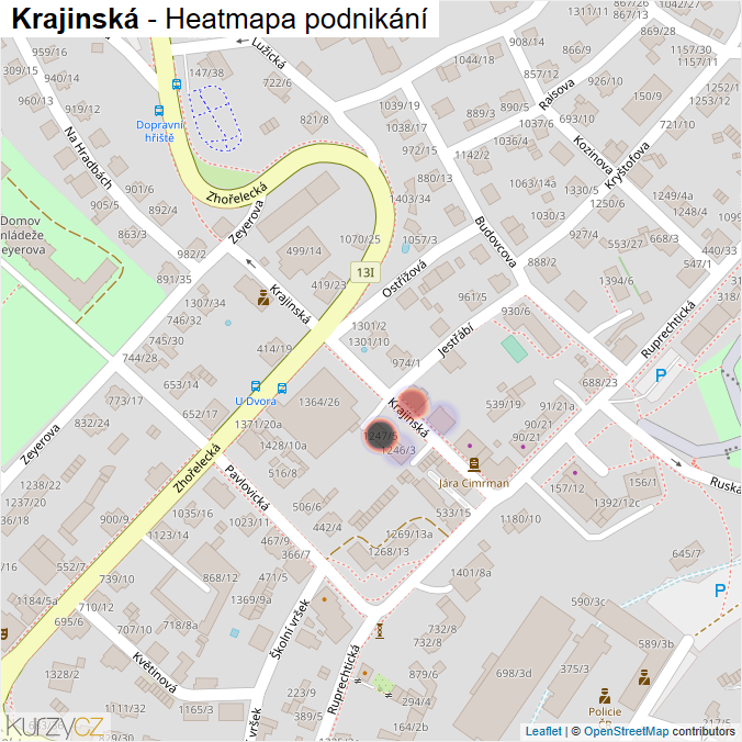 Mapa Krajinská - Firmy v ulici.