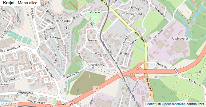 Krajní - mapa ulice
