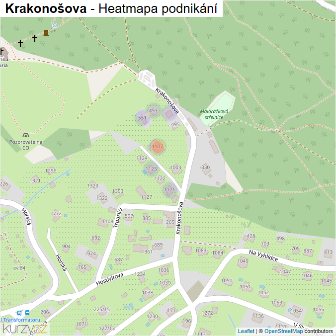 Mapa Krakonošova - Firmy v ulici.