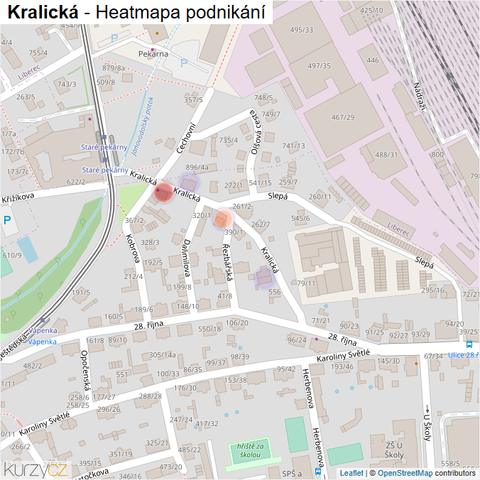 Mapa Kralická - Firmy v ulici.