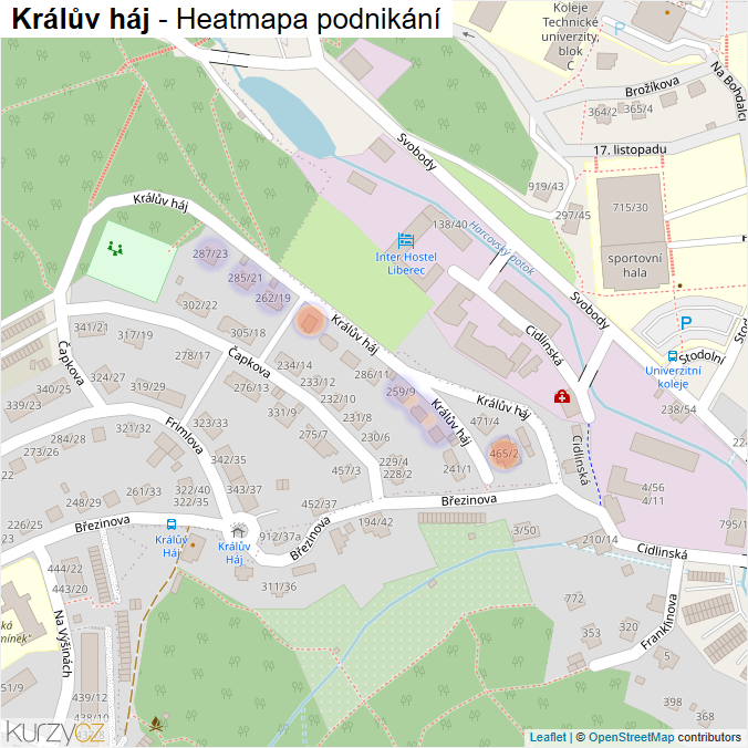 Mapa Králův háj - Firmy v ulici.