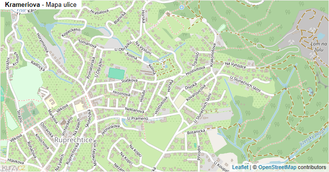 Krameriova - mapa ulice