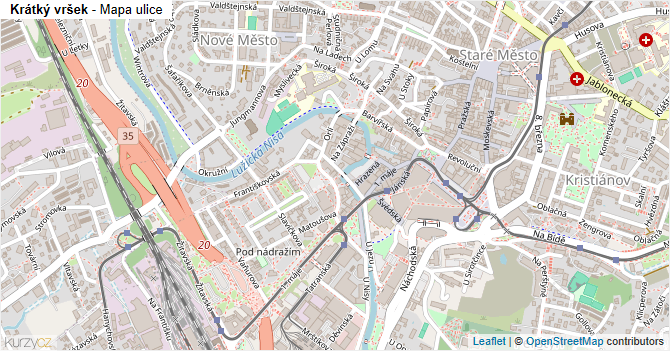 Krátký vršek - mapa ulice