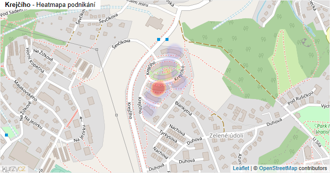 Krejčího - mapa podnikání