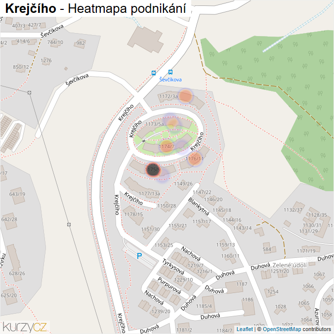 Mapa Krejčího - Firmy v ulici.