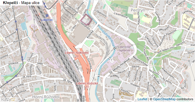 Křepelčí - mapa ulice