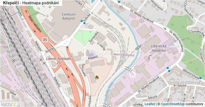 Křepelčí - mapa podnikání