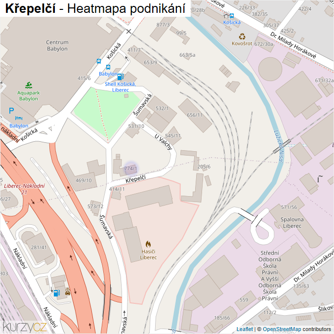 Mapa Křepelčí - Firmy v ulici.