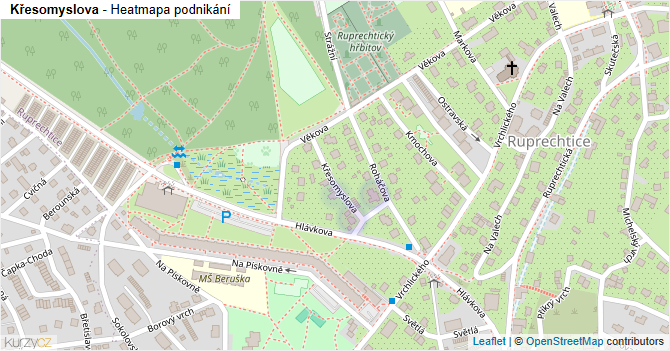 Křesomyslova - mapa podnikání