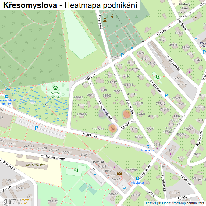 Mapa Křesomyslova - Firmy v ulici.