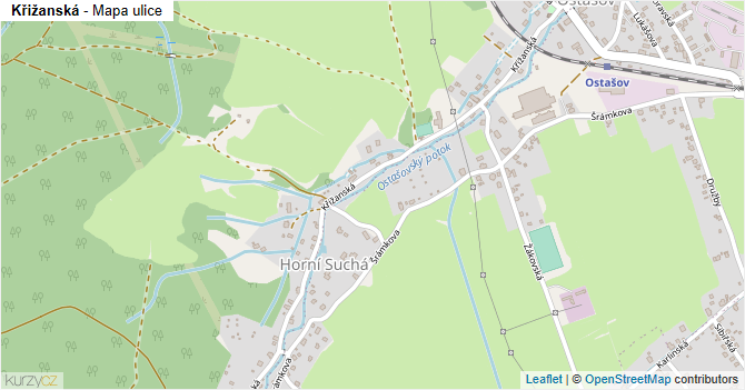 Křižanská - mapa ulice