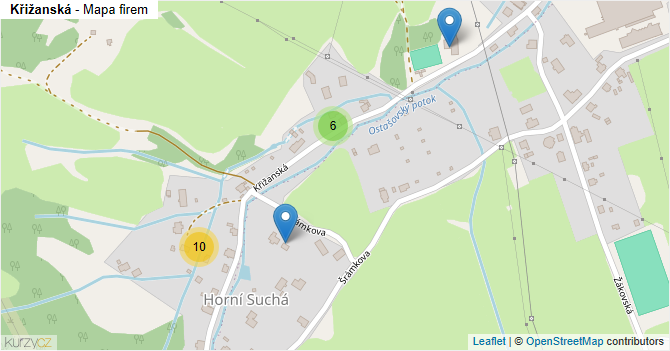 Křižanská - mapa firem