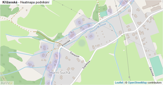 Křižanská - mapa podnikání
